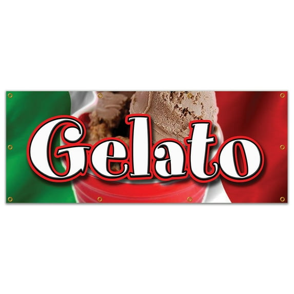 36"x96" GELATO BANNER SIGN concession ice cream Italian homemade