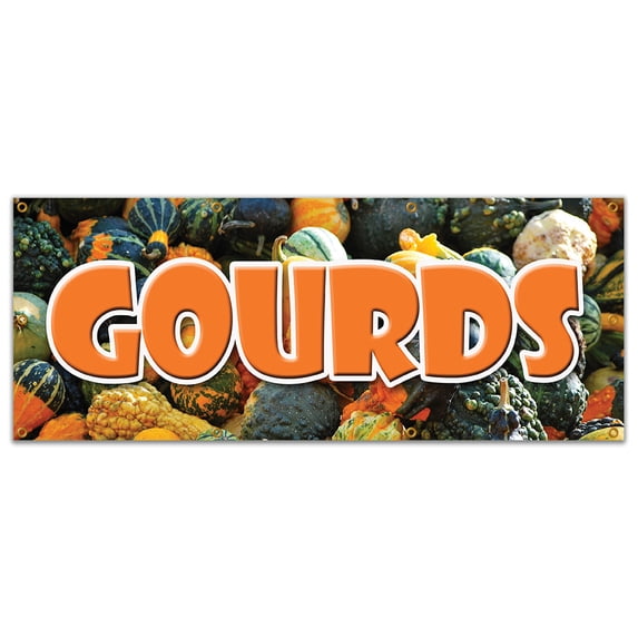36"x96" GOURDS BANNER SIGN halloween pumpkins squash decorative ornamental