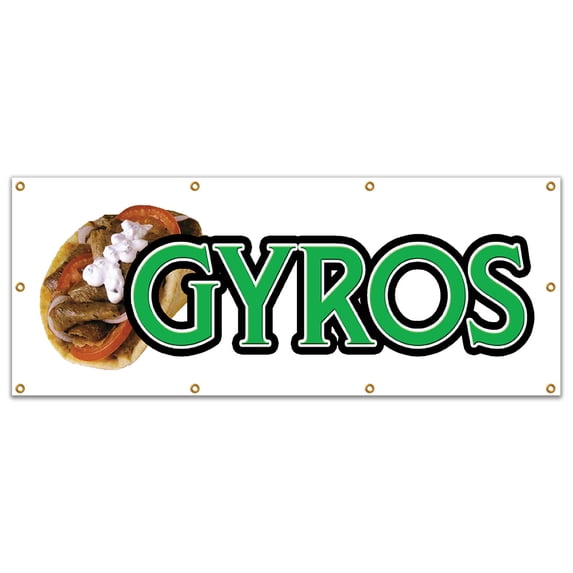 36"x96" GYROS BANNER SIGN greek gyro sign signs stand spanakopita