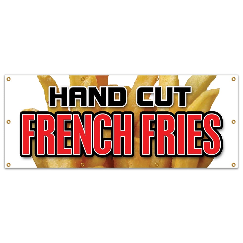 36"x96" HAND CUT FRENCH FRIES BANNER SIGN chips idaho crispy onion