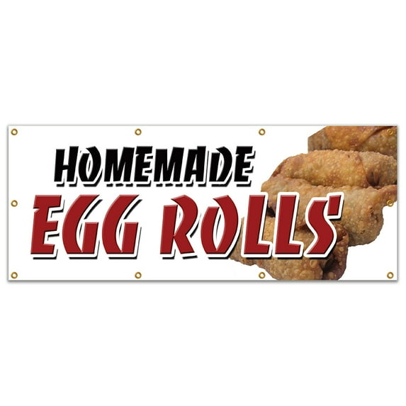 36"x96" HOMEMADE EGG ROLLS BANNER SIGN spring chinese freshly ground pork fried