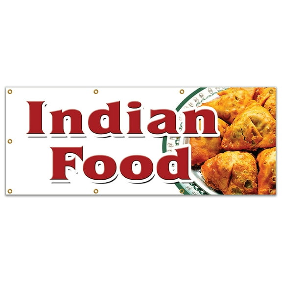 36"x96" INDIAN FOOD BANNER SIGN curries curry tandoori naan cuisine lassi vegan