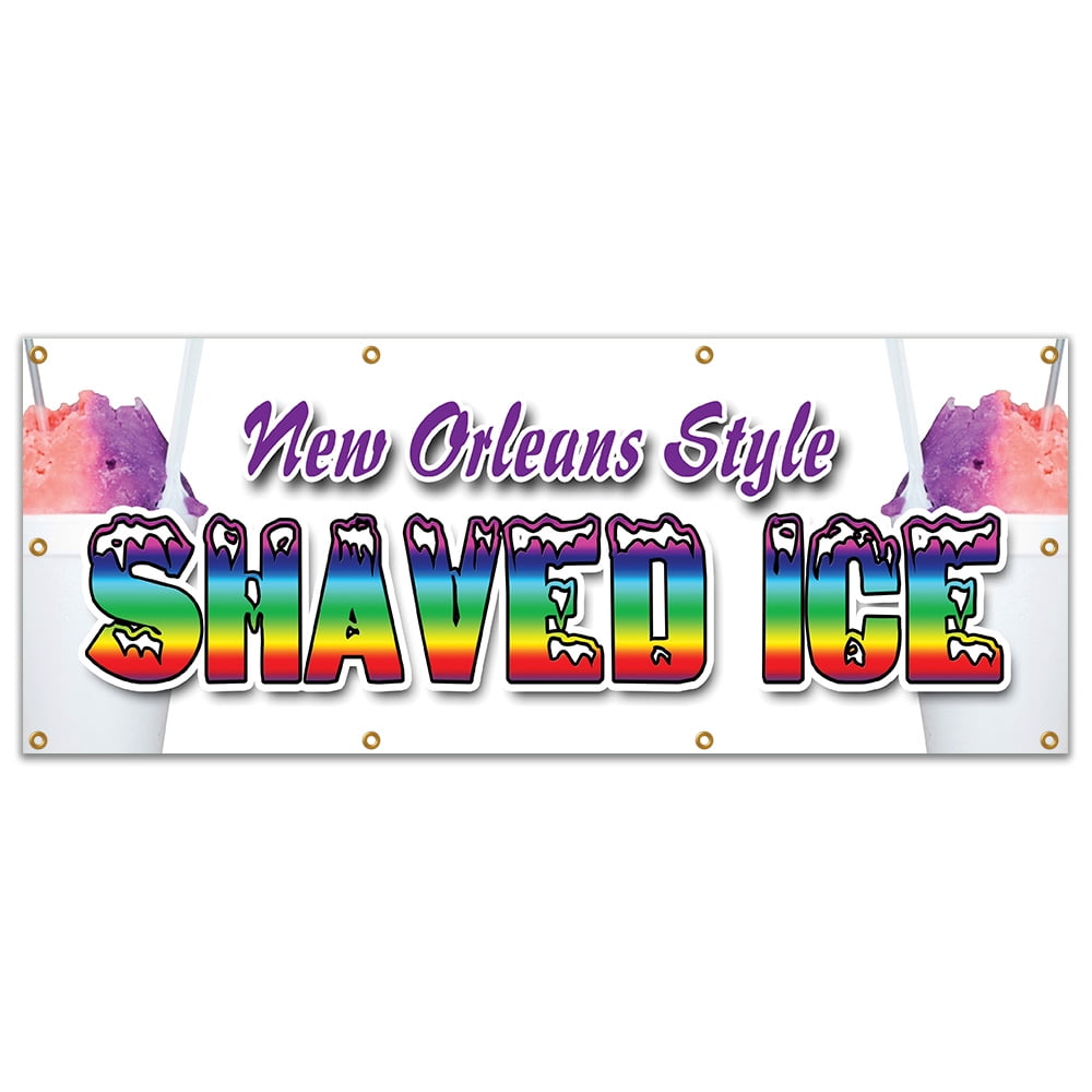 36"x96" NEW ORLEANS STYLE SHAVED ICE BANNER SIGN snow cones balls fruit