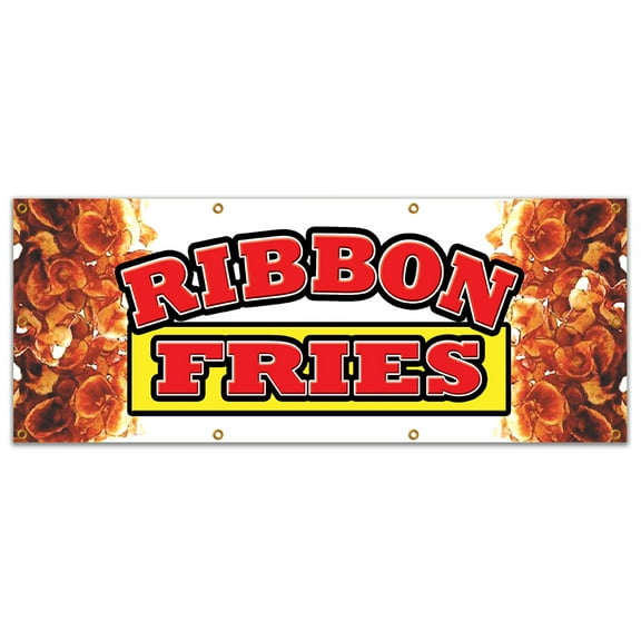 36"x96" RIBBON FRIES BANNER SIGN hot chips french frys signs