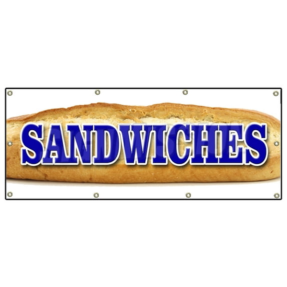 36"x96" SANDWICHES BANNER SIGN bread restaurant deli coldcuts meats