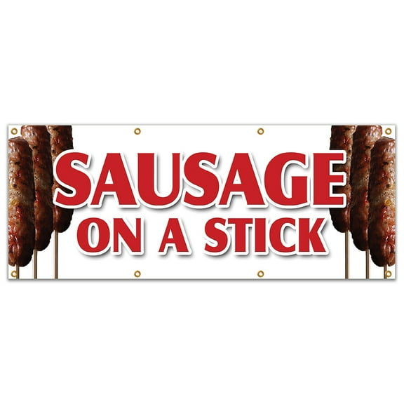 36"x96" SAUSAGE ON A STICK BANNER SIGN italian pork homemade snack lunch food