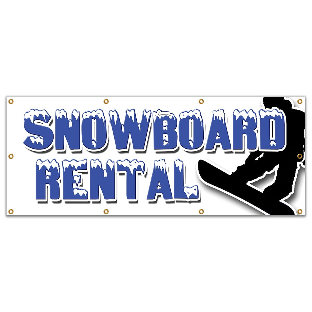 36"x96" SNOWBOARD RENTAL BANNER SIGN skis poles boots lessons rent snow