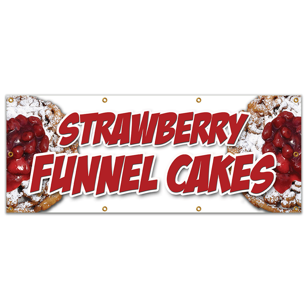 36"x96" STRAWBERRY FUNNEL CAKES BANNER SIGN bakery cake cookies pastry