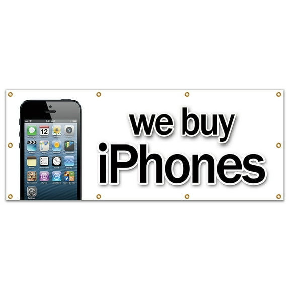 36"x96" WE BUY IPHONES BANNER SIGN computers mobile batteries electronics ipad