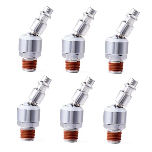360 1/4 Inch NPT Rotating Pneumatic Quick-Connect Fitting, Industrial M Style Swivel Air Connector with Male Thread for Air Hose, Compressor, Air Tools, Automotive Shop an