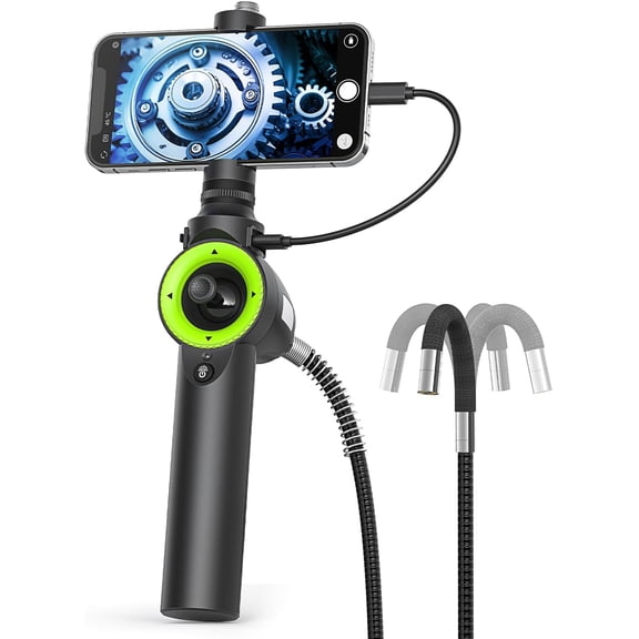 360 4 Ways Articulating Borescope, Industrial Endoscope with 0.26 in Articulated Snake Camera, Inspection Camera 6 Adjustable LED Lights Compatible Phone and Android - 3.3 FT