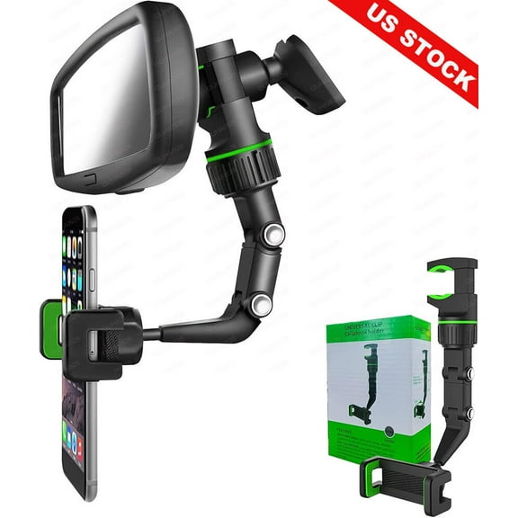 360 Adjustable Car Rearview Mirror Phone Holder Mount For Car Truck Van SUV