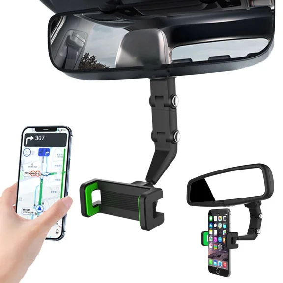 360 Adjustable Car Rearview Mirror Phone Holder Stand Mount Bracket Accessories