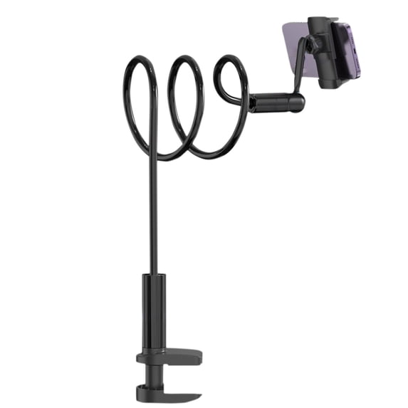 360° Adjustable Cell Phone Tablet Stand | Overhead Cantilever Metal Bracket, 35.4" Length, Stable Thickened Base, Universal Multifunctional Holder for Video Calls & Streaming – Black