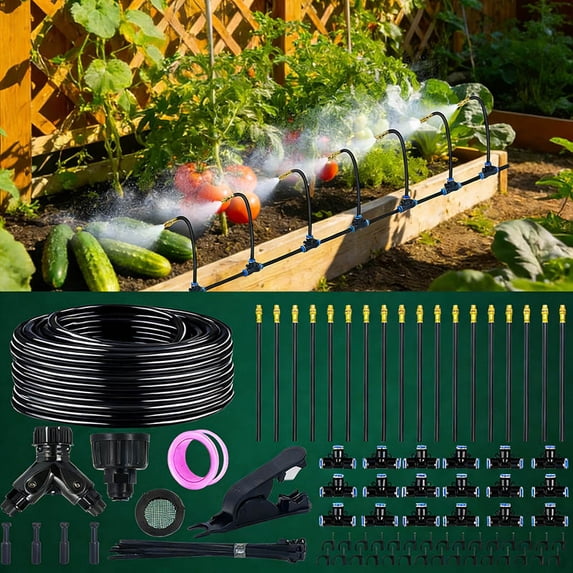 360° Adjustable Drip Irrigation Kit with Tubing and Nozzles, Full ...