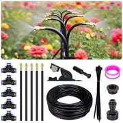 360  Adjustable Drip Irrigation System - Garden Watering System 16.5FT with 5 Nozzles, Drip Irrigation Kit for Garden, Yard, Lawn, Greenhouse, Plants, 5/16 inch Hose