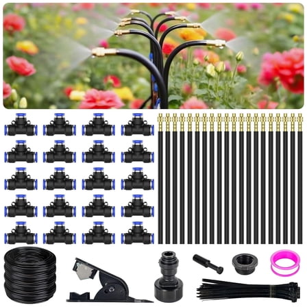 360° Adjustable Drip Irrigation System - Garden Watering System 66FT with 20 Nozzles, Drip Irrigation Kit for Garden, Yard, Lawn, Greenhouse, Plants, 5/16 inch Hose