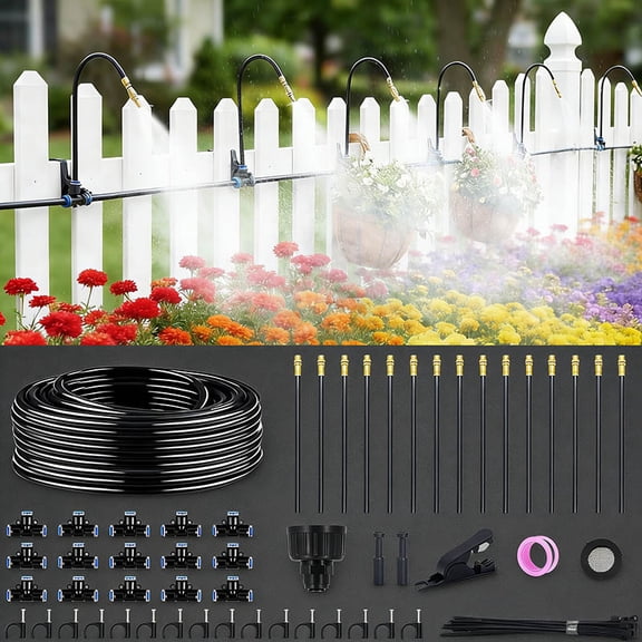 360 Adjustable Drip Irrigation System with Tubing, Garden Watering Atomizing System with Nozzles for Yard, Lawn, Plants, Garden