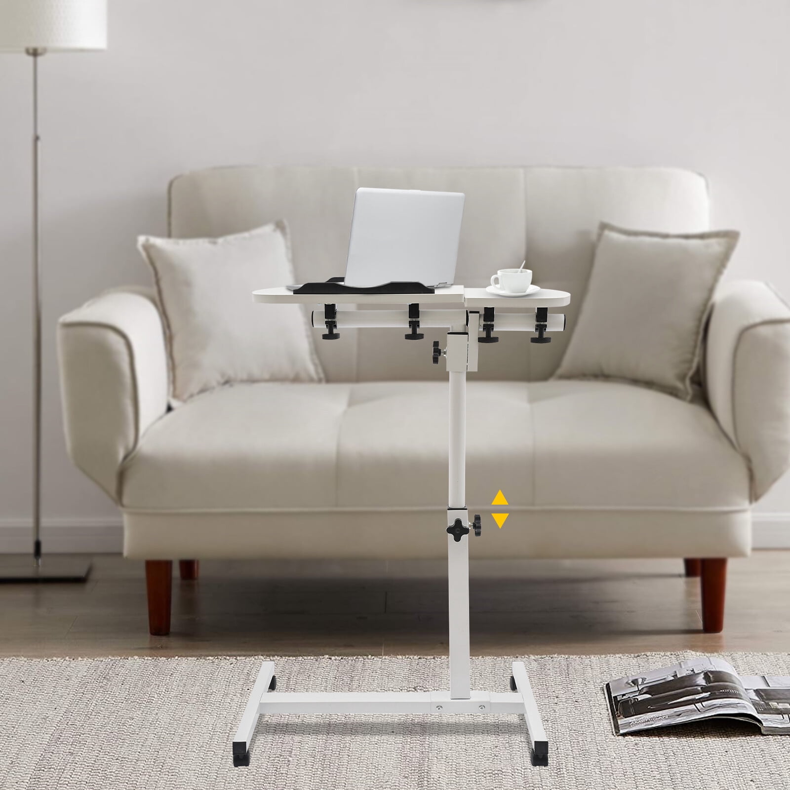 360° Adjustable Rolling Laptop Table Floor Mounted Rectangular Computer Desk Stand for Laptop Table Office Desk