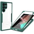 thumbnail image 1 of 360°All-Inclusive Phone Case for Samsung Galaxy S23 Ultra (Not S23), [Built in Screen Protector] Dual Layer Full Body Shockproof Clear Cover Case [Not-Yellowing] for Galaxy S23 Ultra QB-Green, 1 of 10