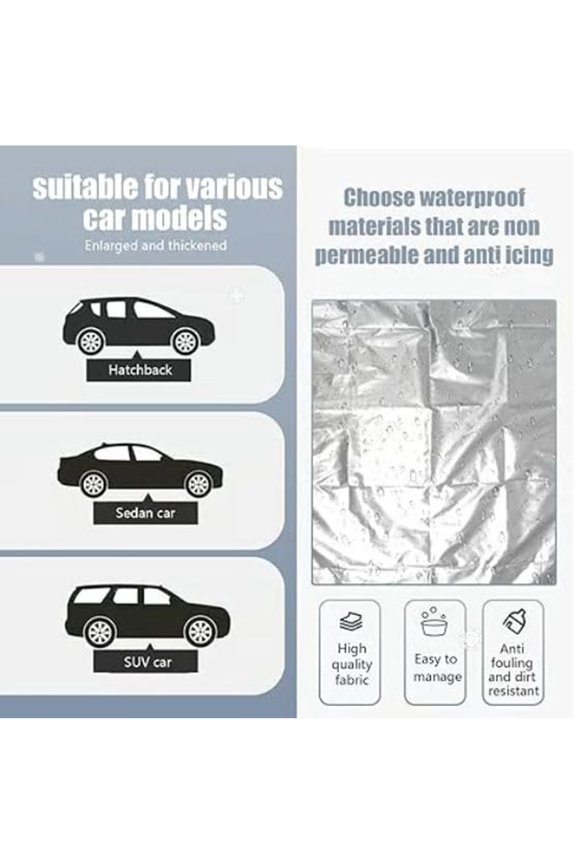 360 All Weather Sunshade Ice Cover All Seasons Sunshade Ice Cover Reversible Windshield Protector Fits for Any Car