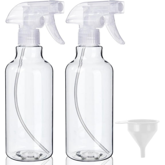 360 ° Any-Angle Spray Bottles with Mist & Stream Modes – Plastic, Empty, with Measurements, Weighted Straw, Leak-Resistant, for Cleaning, Planting, Hair, Includes Funnel