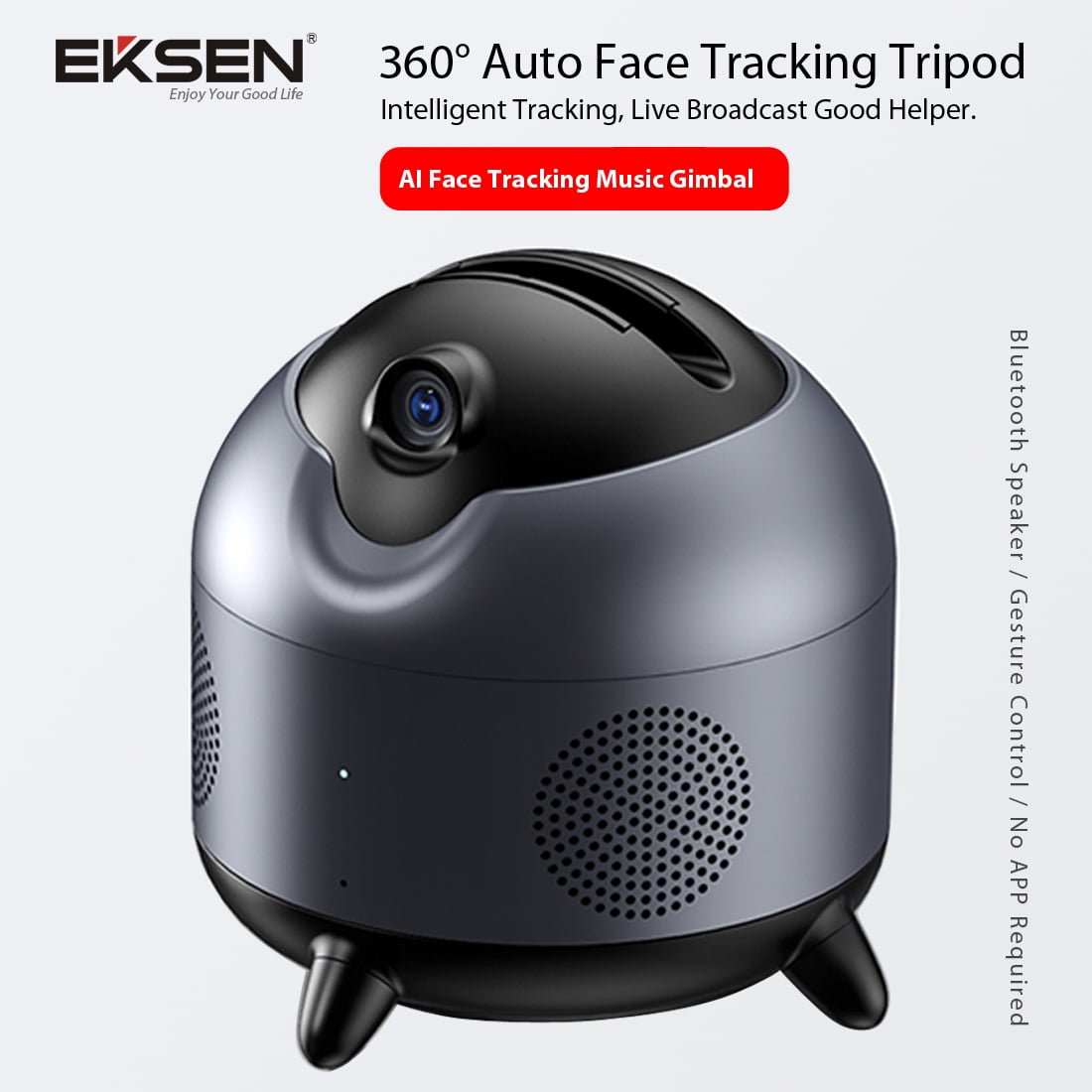 360° Auto Face Tracking Tripod with Gesture Control, Auto Tracking Phone Holder with Bluetooth Speaker function for  Video, Vlog, Live Stream.