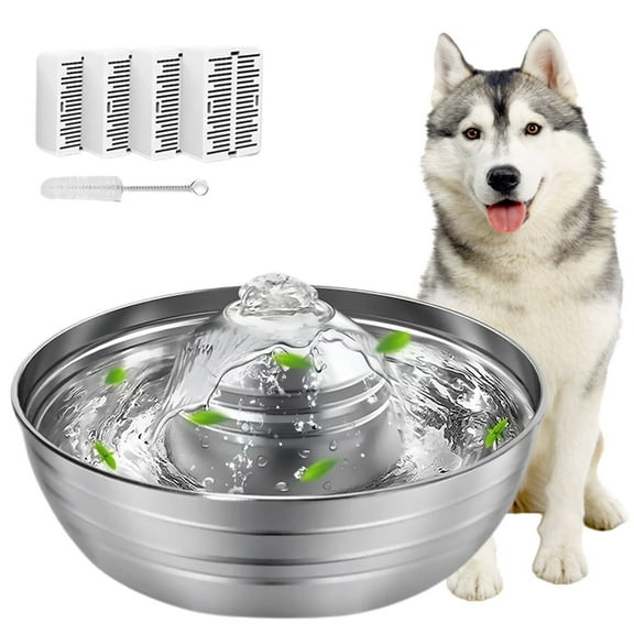 QiShi 360Automatic Cat Water Dispenser , 67oz/2L Silent Pet Drinking Fountain with 5 Filter for Dogs, Cats, Small Animals