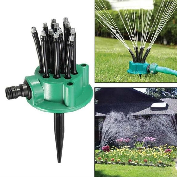 360° Automatic Garden Sprinkler | Rotating Lawn Watering System 12 Nozzle Heads | Large Area Coverage Up to 336 Sq Ft | Adjustable Hose Angle | Easy Install, Durable | Outdoor Yard Irrigation Tool