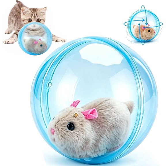 360° Automatic Rolling Interactive Pet Ball with Plush Rabbit, Smart Self Moving Chasing Toy for Cats Kittens Small Dogs Indoor Daily Play