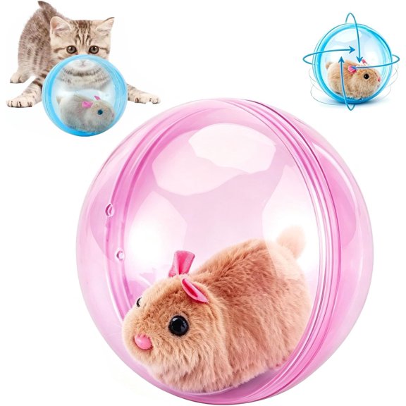 360° Automatic Rolling Interactive Pet Ball with Plush Rabbit, Smart Self Moving Chasing Toy for Cats Kittens Small Dogs Indoor Daily Play