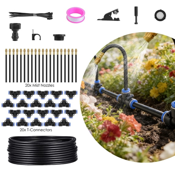360    Bendable Misting Nozzle Drip Irrigation Kit Black