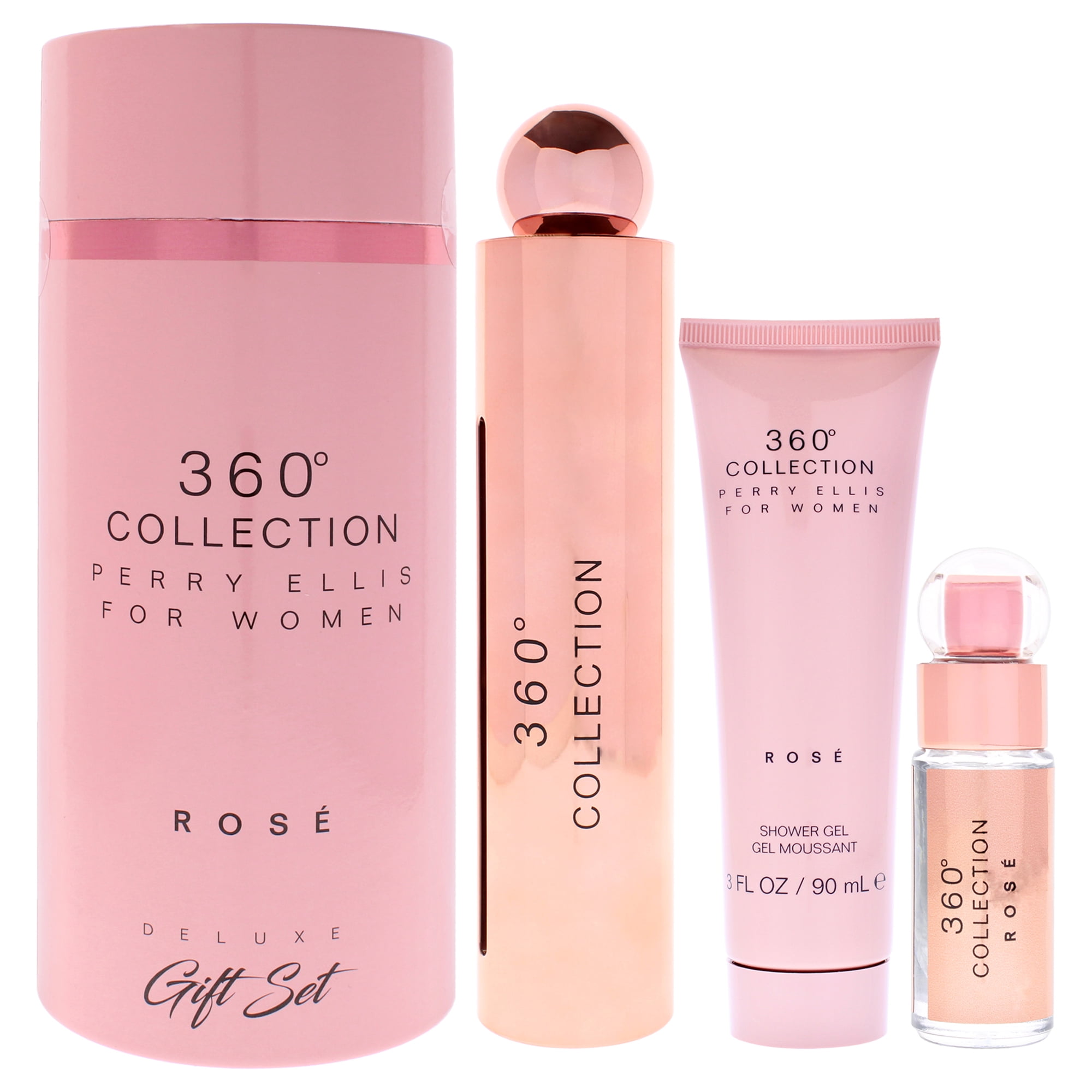 360 Rose by Perry Ellis for Women - 3 Pc Gift Set 3.4oz EDP Spray