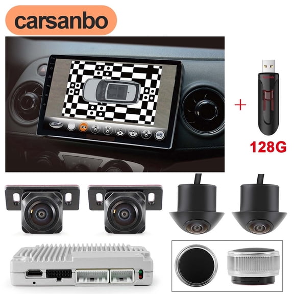 360° Camera 3D Multi View System Dash Cam DVR Backup Camera 24-Hour Blind Spot Monitoring with Calibration Cloth
