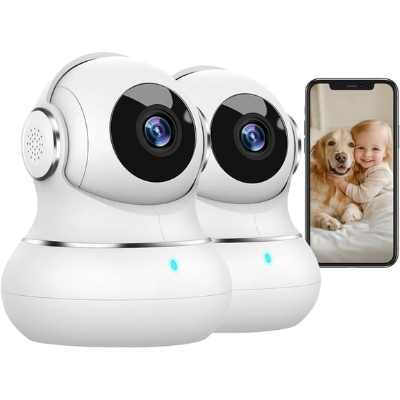 360 Cameras for , 2 Pack Indoor Camera for /Pet/ with Night Vision, 2.4 GHz WiFi Cam with Motion Detection & Two Way Audio