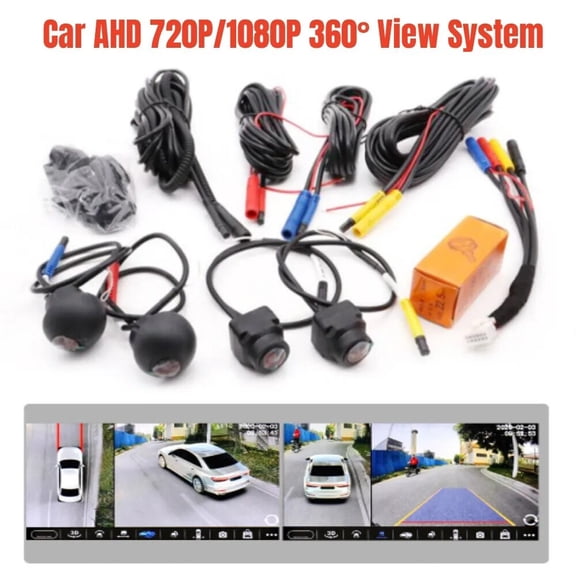 360 Car Camera Panoramic Surround View AHD 1080P Right+Left+Front+Rear 4-Camera