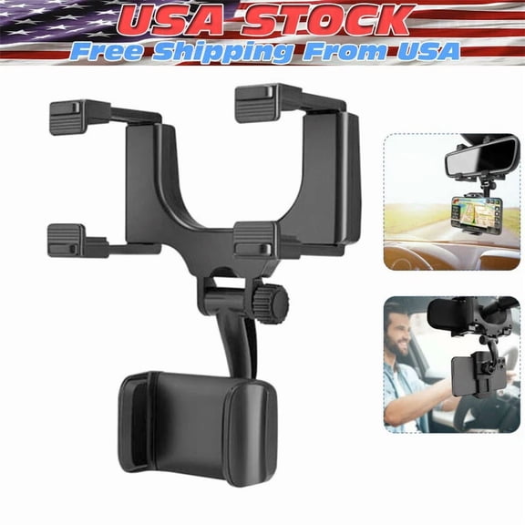 360 Car Phone Holder Rotatable, Retractable Rearview Mirror Mount Universal Us