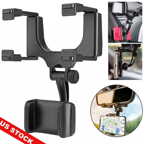 360 Car Rear View Mirror Mount Holder Stand Universal for iPhone Samsung Phone