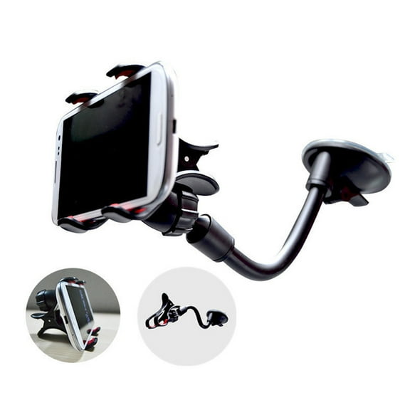 360° Car Windshield Mount Cradle Holder Stand for Phone Mobile Cell Phone GPS Universal Long Shockproof Arm Dash Mount with Strong Suction Cup