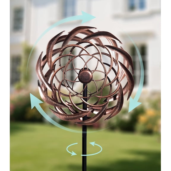 360 Copper Garden Wind Spinners Outdoor for Yard & Garden W13xH63 Copper Metal Kinetic Sculpture Inspired by Bronze Sundial Elegant Outdoor Decor