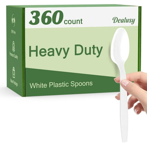 360 Count Clear Plastic Spoons Disposable, BPA-Free, Heat Resistant, Solid and Durable Disposable Spoons Heavy Duty Bulk, Premium Spoons plastic disposable for Party Supply