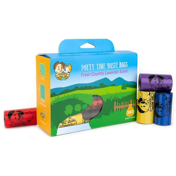 360 Count - Country Brook Petz® Mixed Colors Lavender Scented Potty Time Waste Bags, 24 Rolls