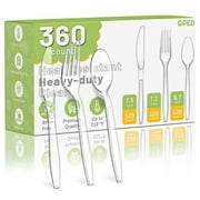 360 Count Plastic Silverware Set, Heavy Duty Disposable Cutlery Set, 120 Forks, 120 Spoons, 120 Knives, Heat Resistant & BPA Free Disposable Silverware, Clear Utensils for Party Supply
