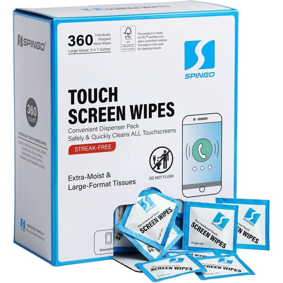 360 Count Screen Wipes, Screen Cleaner Wipes for Electronics, Touchscreens | Streak-Free & Scratch-Free Electronics wipes for Phone, Laptop, Computer, Monitor, Touchscreens, Care Screens, Eyeglasses.