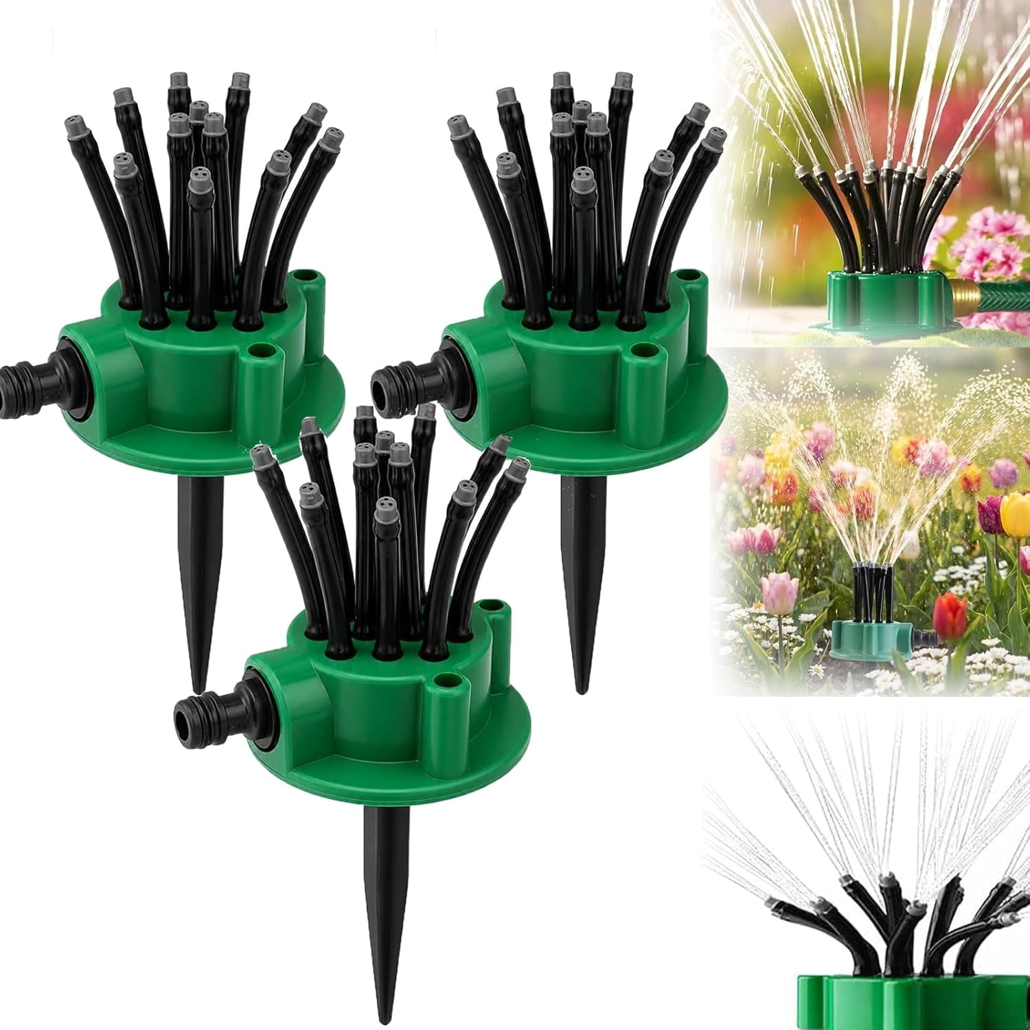 360° Coverage Precision Garden Irrigation Sprinkler, 360 Multi Directional Lawn Sprinkler, Automatic Rotating Lawn Sprinkler for Yard Large Area, Adjustable Water Saving System (3pcs)