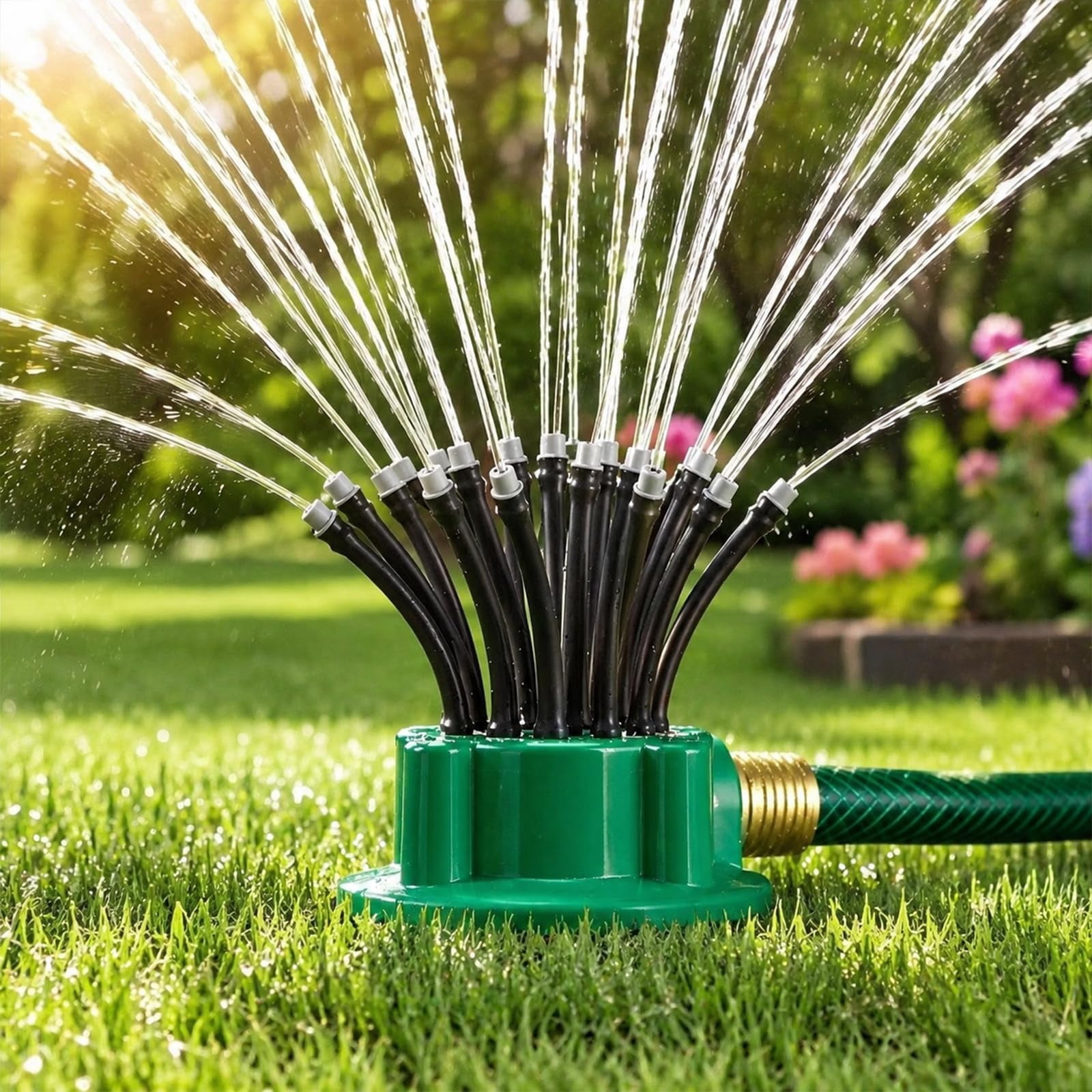 360° Coverage Precision Garden Irrigation Sprinkler - Adjustable Rotating Lawn Sprinkler with 12 Outlets for Yard, Garden, Patio Watering