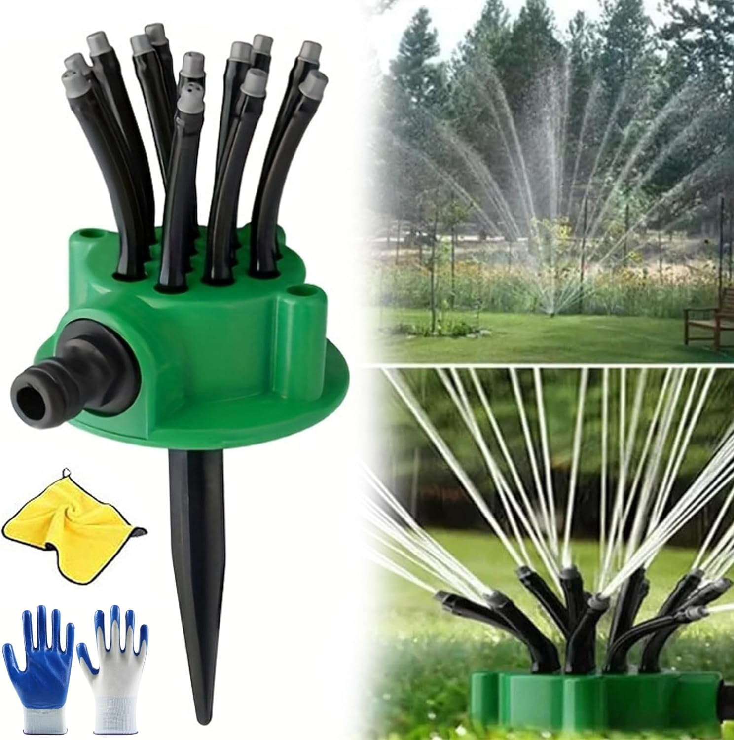 360° Coverage Precision Garden Irrigation Sprinkler, Automatic Multi Garden Lawn Sprinklers with 12 Nozzle Precision, Adjustable Flex Design Watering Gardening Tools for Yard and Grass (1PC)