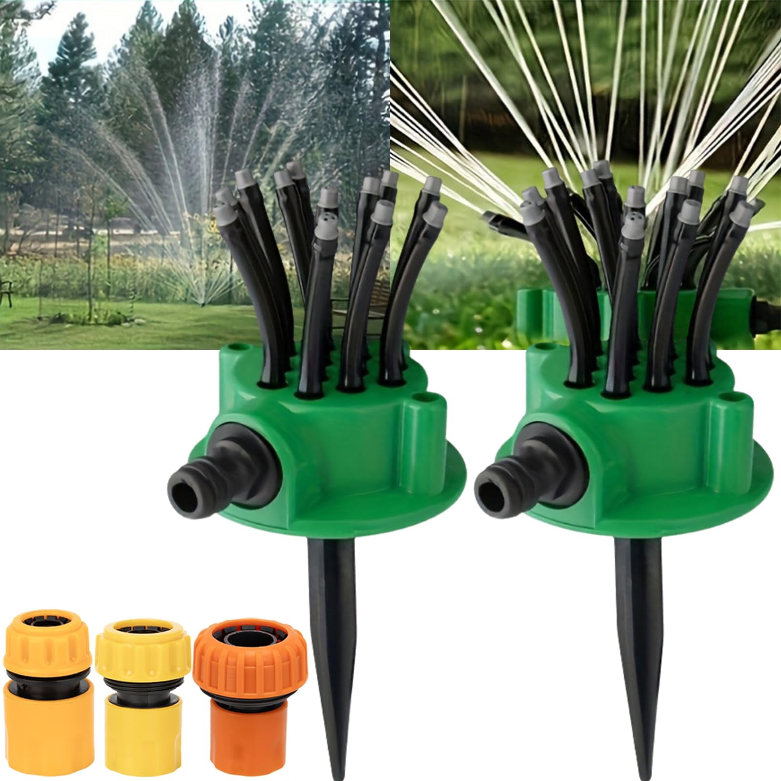 360° Coverage Precision Garden Irrigation Sprinkler, Automatic Rotating Lawn Sprinkler for Yard Large Area, Adjustable Water Saving System with Heavy Duty Spike Base for Grass