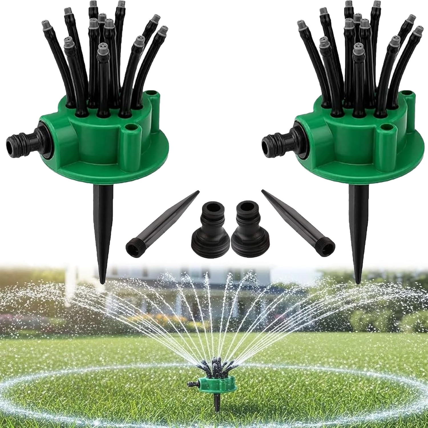 360° Coverage Precision Garden Irrigation Sprinkler,Degree Multi Multi，Sprinklers for Yard, Lawn Sprinkler Large Area Coverage.(2Sets)