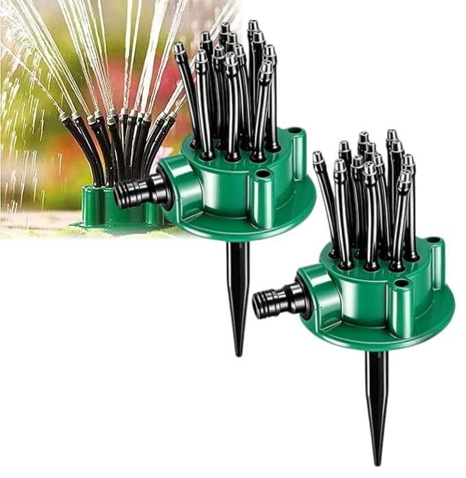 360° Coverage Precision Garden Irrigation Sprinkler, Flexible Nozzle Lawn Watering System for Yard, Automatic Irrigation Sprinkler with Multi-Arm Spray Heads - 2PCS